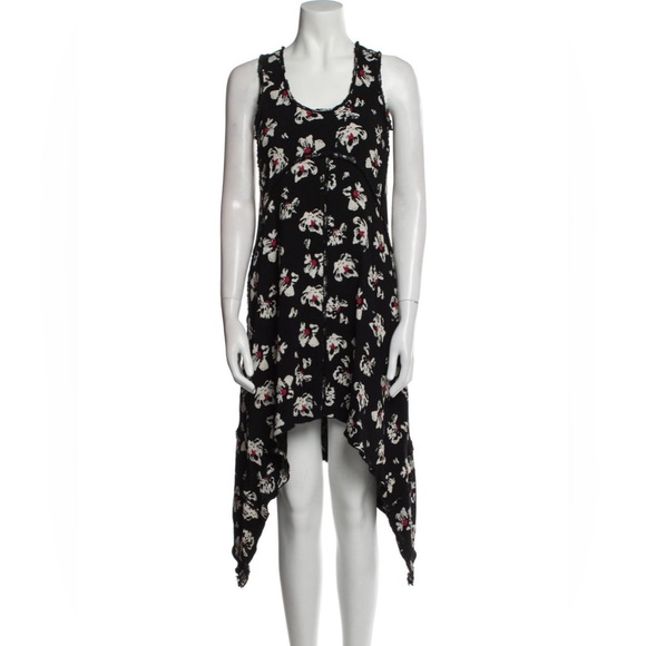 Proenza Schouler Black Floral Asymmetrical Dress - Picture 1 of 3